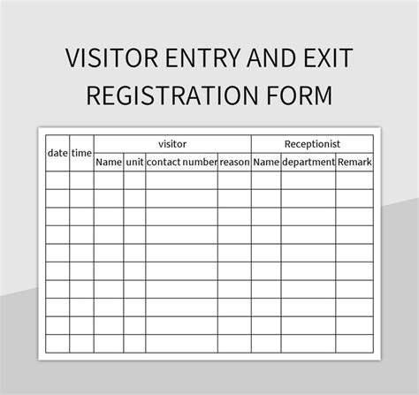 visitor entry format.